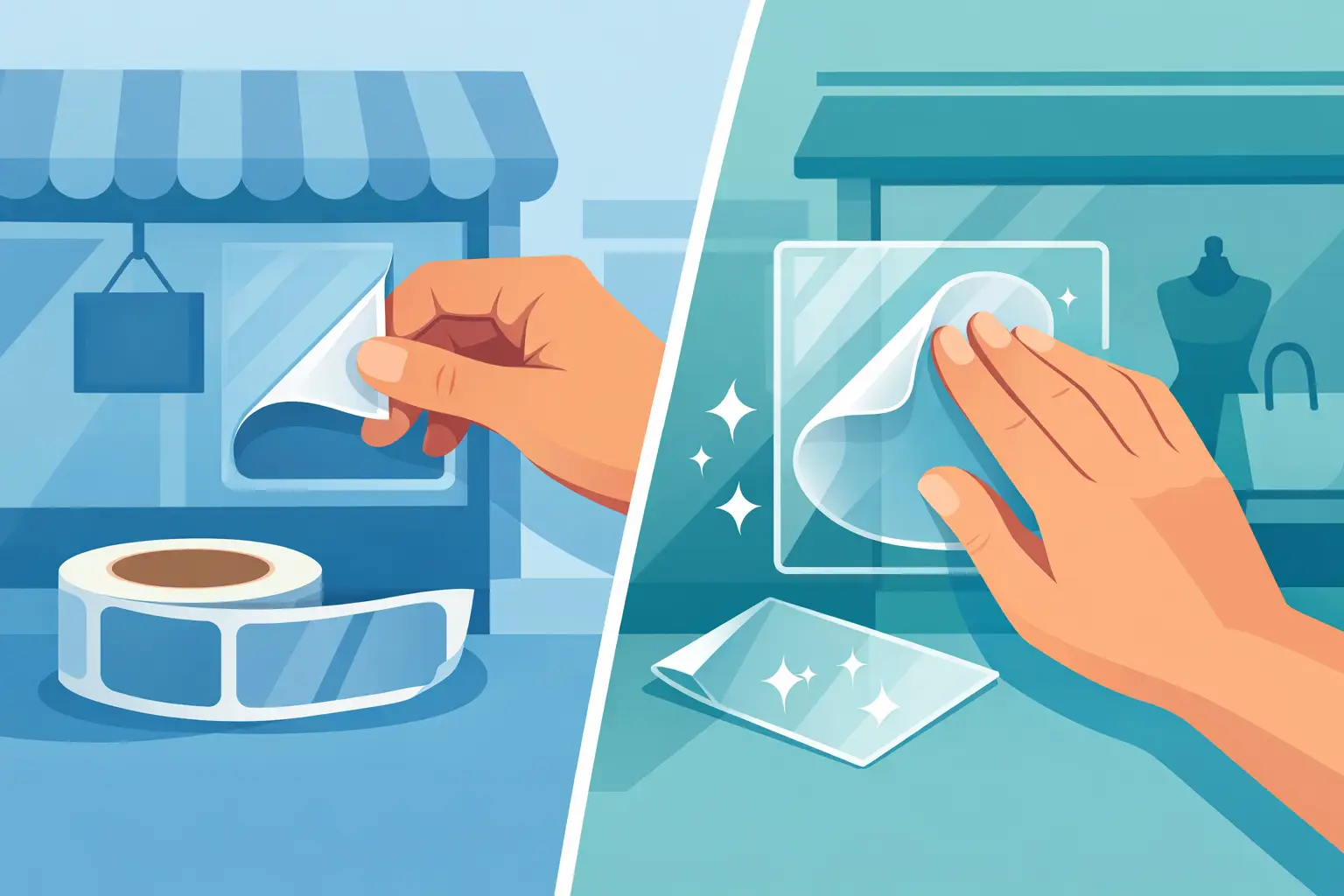 Removable Vinyl vs Static Cling Labels for Shops