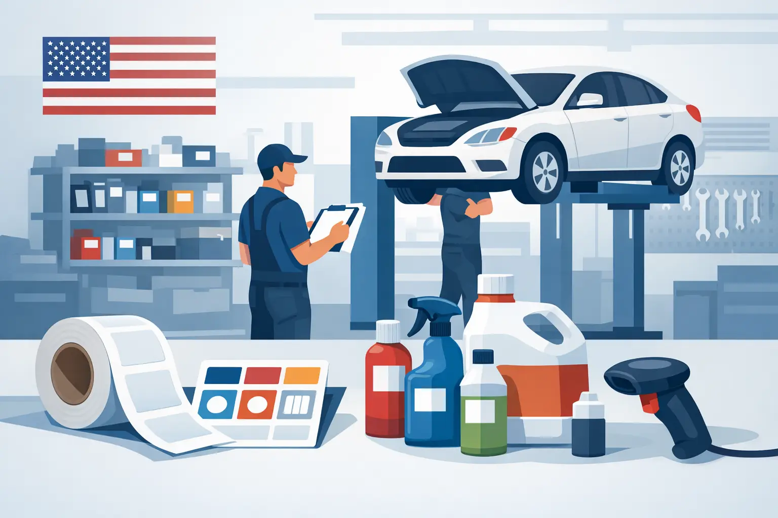 USA Auto Shop Labels That Work Harder